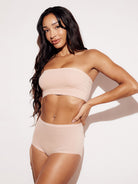 Soft Basic Bandeau Bralette strapless bra cream full body