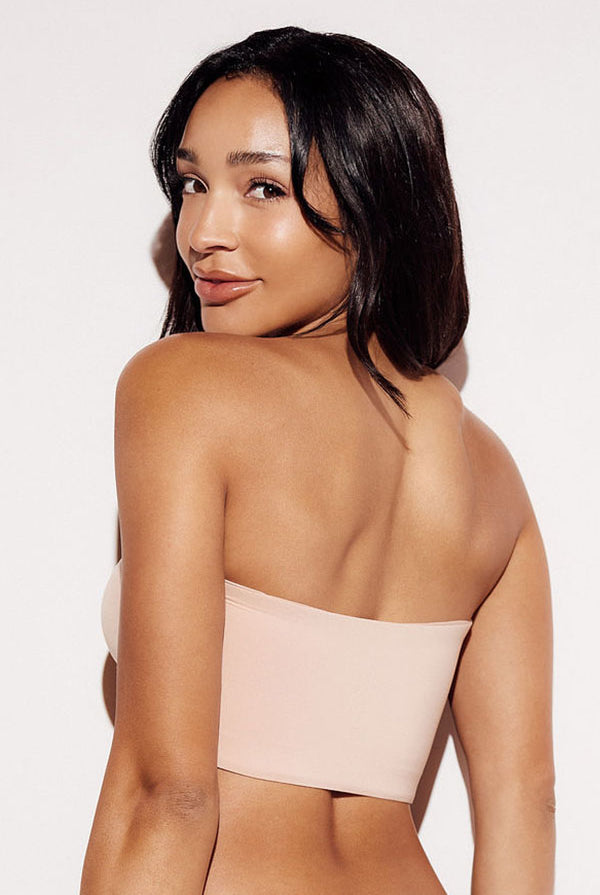 Soft Basic Bandeau Bralette strapless bra cream Back