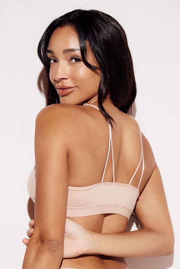 Soft Strappy Triangle Bralette wireless comfort bras nude back