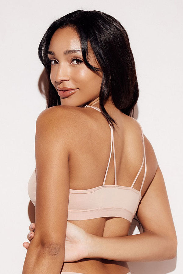 Soft Strappy Triangle Bralette wireless comfort bras nude back