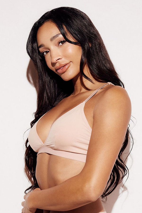 Soft Strappy Triangle Bralette wireless comfort bras nude side