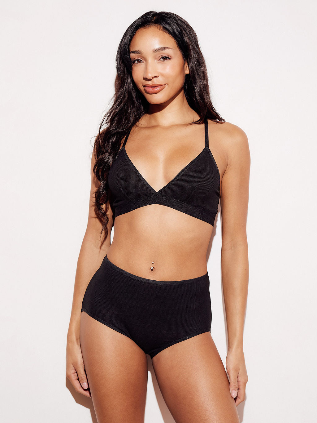 Ribbed High-Waist Brief underwear panties black full body