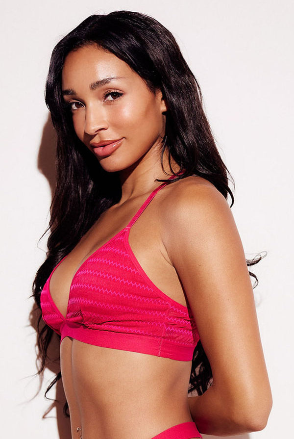 Chevron Lace Triangle Bralette bras wireless best bras for women pink side
