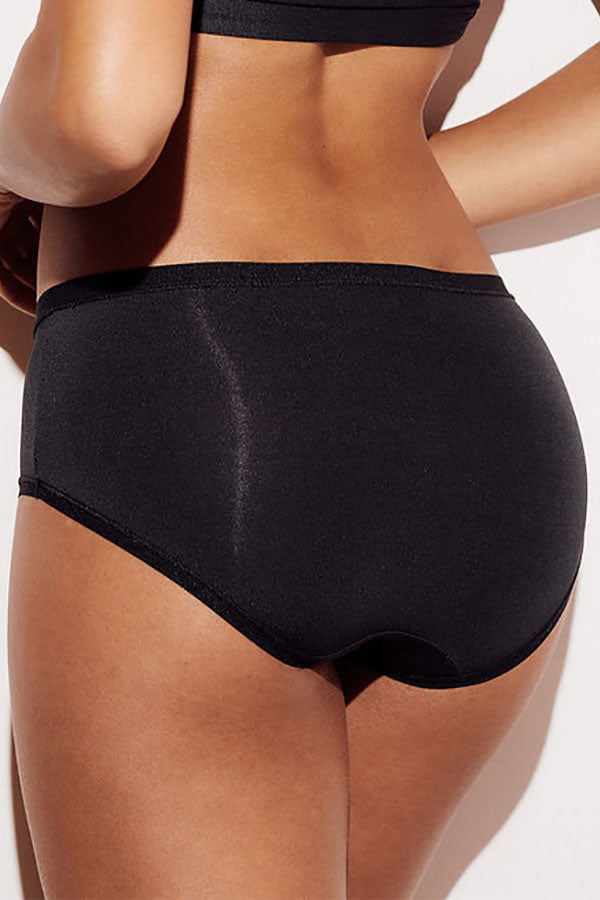 Soft Mid-Rise Brief Underwear Panties Lingerie Black back
