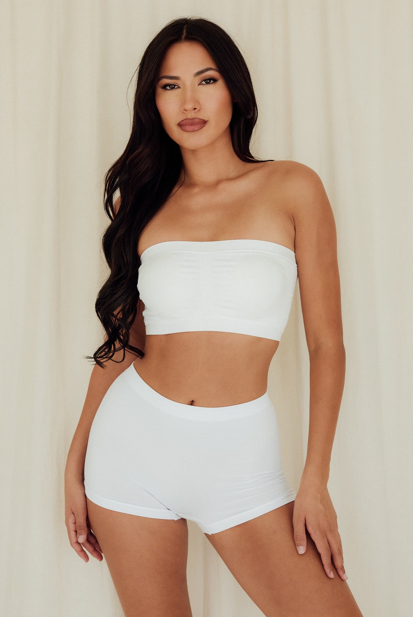 Seamless High Waist Short Underwear Panties White Full Body