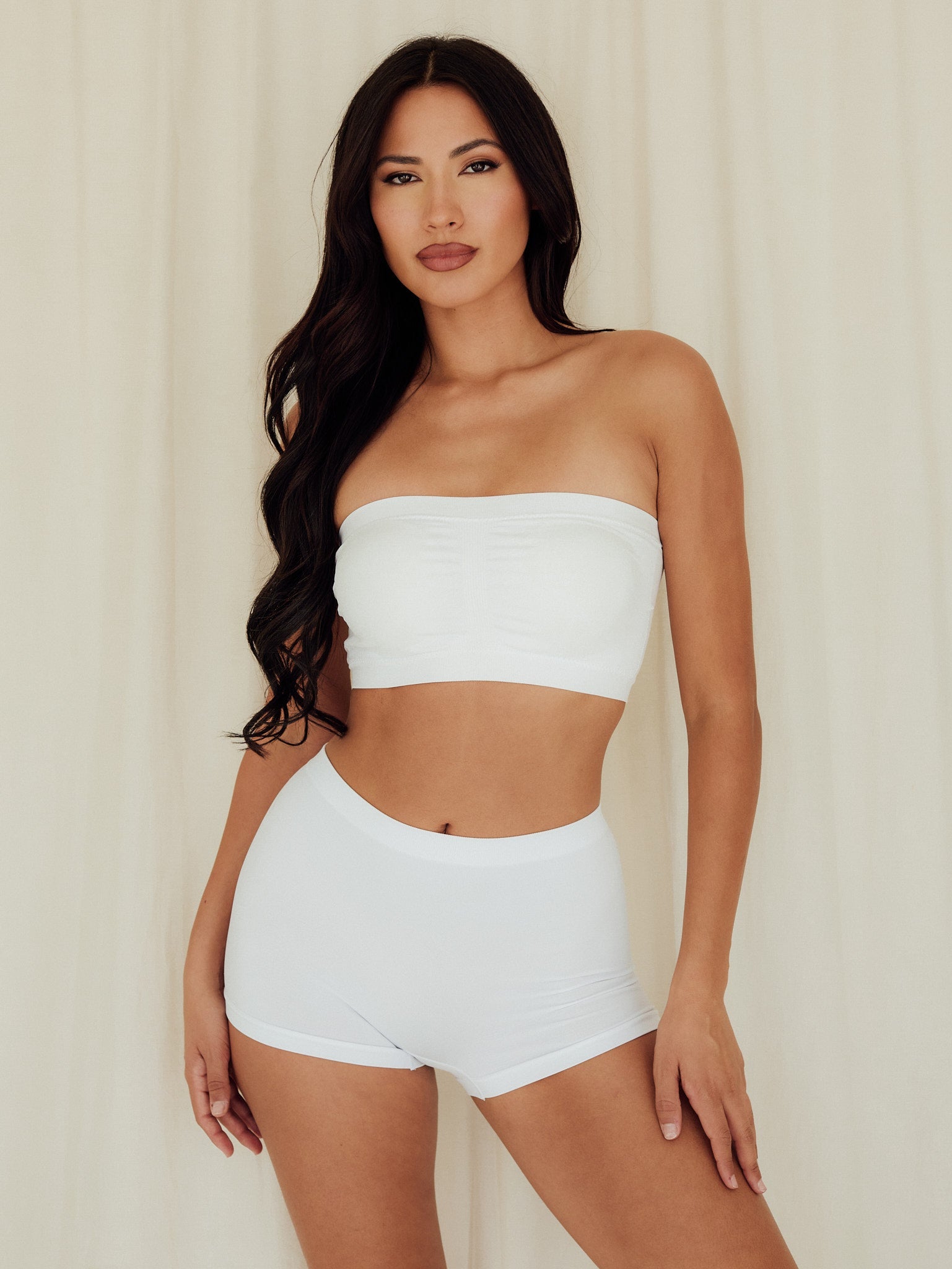 Seamless High Waist Short Underwear Panties White Full Body