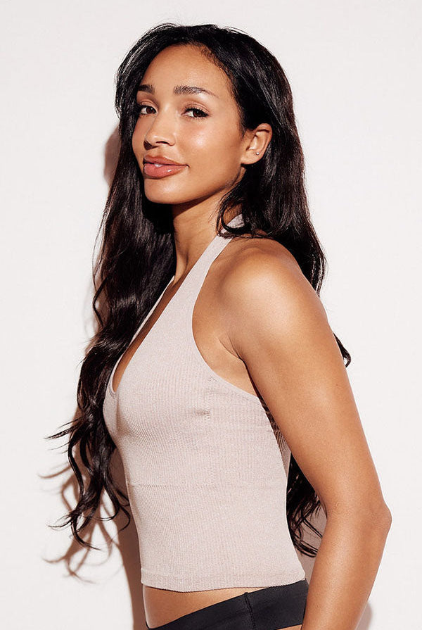 Ribbed Halter Top tank top knit crop top nude side