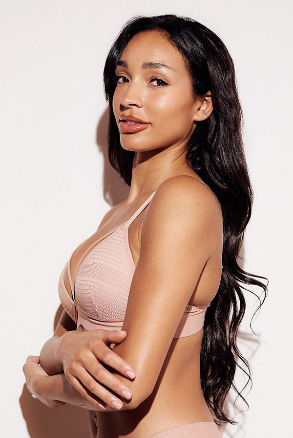 Honeycomb Mesh Triangle Bralette wireless best bralettes small bus bras nude side