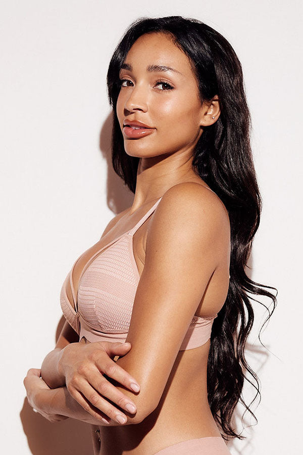 Honeycomb Mesh Triangle Bralette wireless best bralettes small bus bras nude side