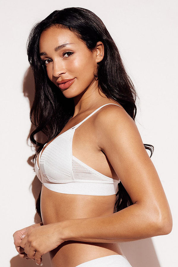 Honeycomb Mesh Triangle Bralette wireless best bralettes small bus bras white side