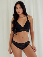 Floral Jacquard Strappy Racerback Bralette wireless best bras for women black full body