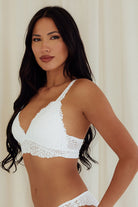 Floral Jacquard Strappy Racerback Bralette wireless best bras for women white side