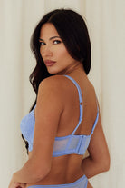 Lace Underwire Bra balconette push up best bras for women polka dot blue back