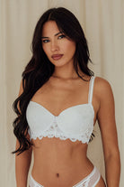 Lace Underwire Bra balconette push up best bras for women polka dot white front