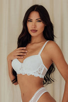 Lace Underwire Bra balconette push up best bras for women polka dot white side