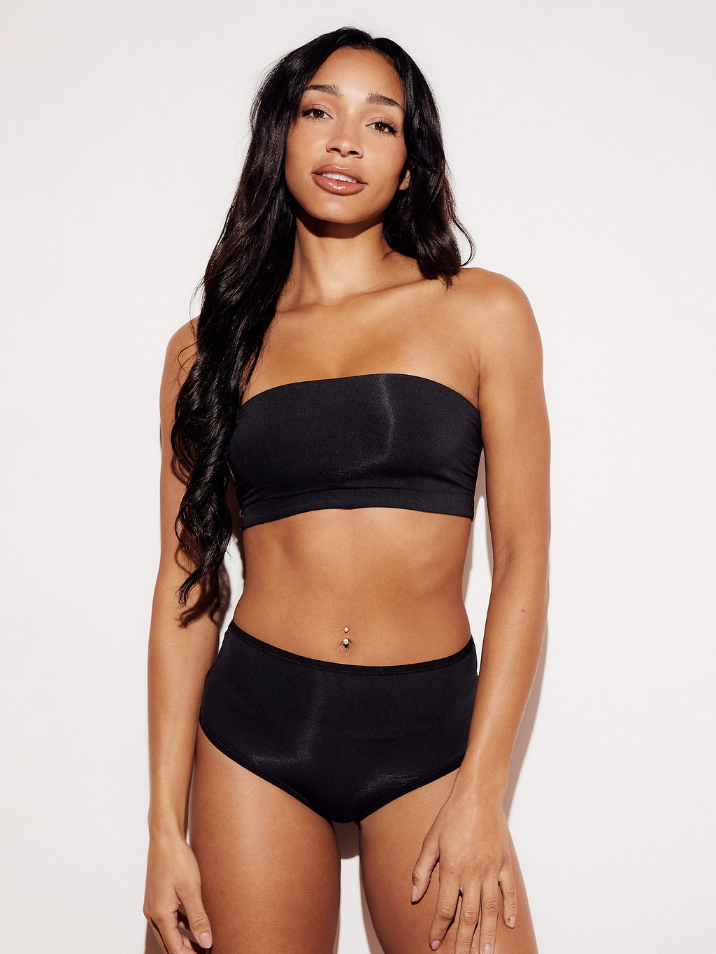 Soft Basic Bandeau Bralette strapless bra black full body