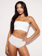 Soft Basic Bandeau Bralette strapless bra white full body