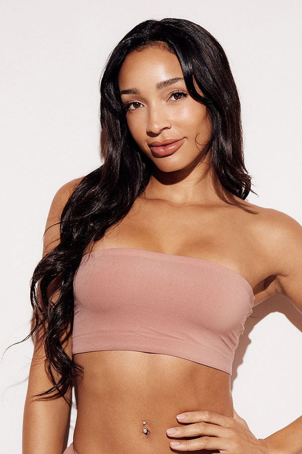 Soft Basic Bandeau Bralette strapless bra nude front