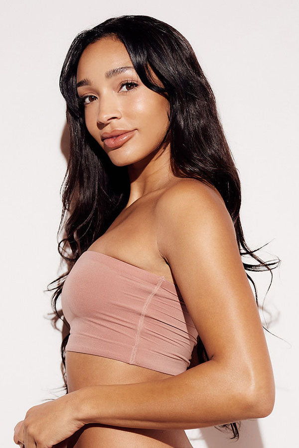 Soft Basic Bandeau Bralette strapless bra nude side
