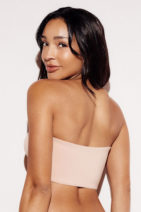 Soft Basic Bandeau Bralette strapless bra cream Back