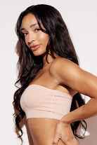 Soft Basic Bandeau Bralette strapless bra cream side