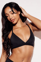 Soft Strappy Triangle Bralette wireless comfort bras black front