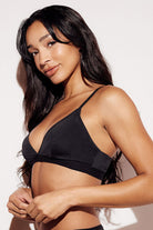 Soft Strappy Triangle Bralette wireless comfort bras black side