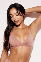 Soft Strappy Triangle Bralette wireless comfort bras pink front