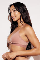 Soft Strappy Triangle Bralette wireless comfort bras pink side