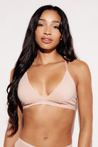 Soft Strappy Triangle Bralette wireless comfort bras nude front