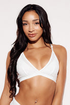 Soft Strappy Triangle Bralette wireless comfort bras white front