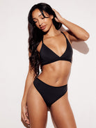 Soft Strappy Triangle Bralette wireless comfort bras black full body