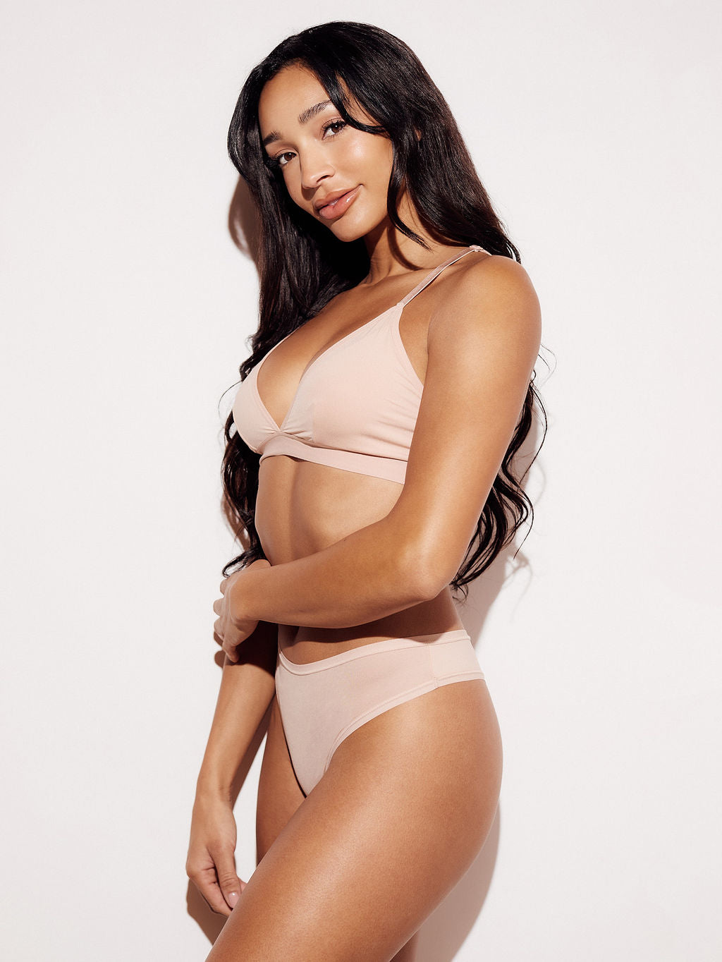 Soft Strappy Triangle Bralette wireless comfort bras nude full body