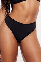 Soft High-Cut Thong Lingerie Underwear Panties Black Front