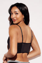 Soft Ribbed Crop Tank Bralette boning top straps black back