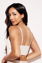 Soft Ribbed Crop Tank Bralette boning top straps nude back