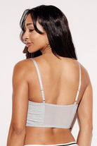 Soft Ribbed Crop Tank Bralette boning top straps gray back