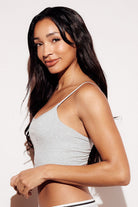 Soft Ribbed Crop Tank Bralette boning top straps gray side