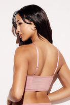 Soft Ribbed Crop Tank Bralette boning top straps pink back