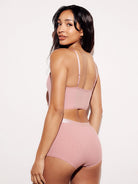 Ribbed Soft Button Boy Short Underwear Panties Pink Full Body