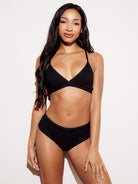 Ribbed Hipster Brief Underwear Panties Black Full Body