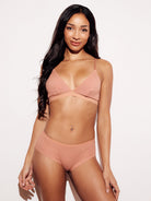 Ribbed Hipster Brief Underwear Panties Pink full body