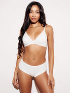 Ribbed Hipster Brief Underwear Panties White Full Body
