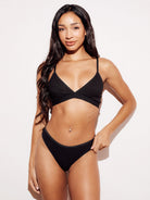 Ribbed Thong Underwear Panties Lingerie black full body