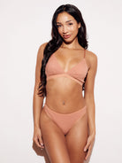 Ribbed Thong Underwear Panties Lingerie peach full body