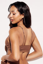 Ribbed Triangle Bralette comfort bras brown back