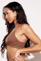 Ribbed Triangle Bralette comfort bras brown side