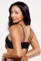 Ribbed Triangle Bralette comfort bras black back
