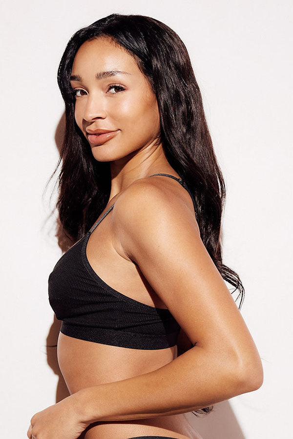 Ribbed Triangle Bralette comfort bras black side