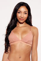 Ribbed Triangle Bralette comfort bras nude front